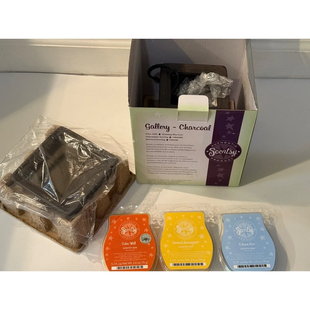 🕯️ Scentsy Gallery Charcoal Warmer Motorcycle Full Size New In Box w/ Wax Bars